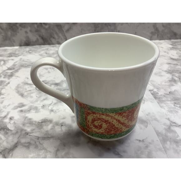 3 Corelle Sand Art Coffee Mugs. Coral, Blue & Green Geometric Design - Preowned - Picture 3 of 4